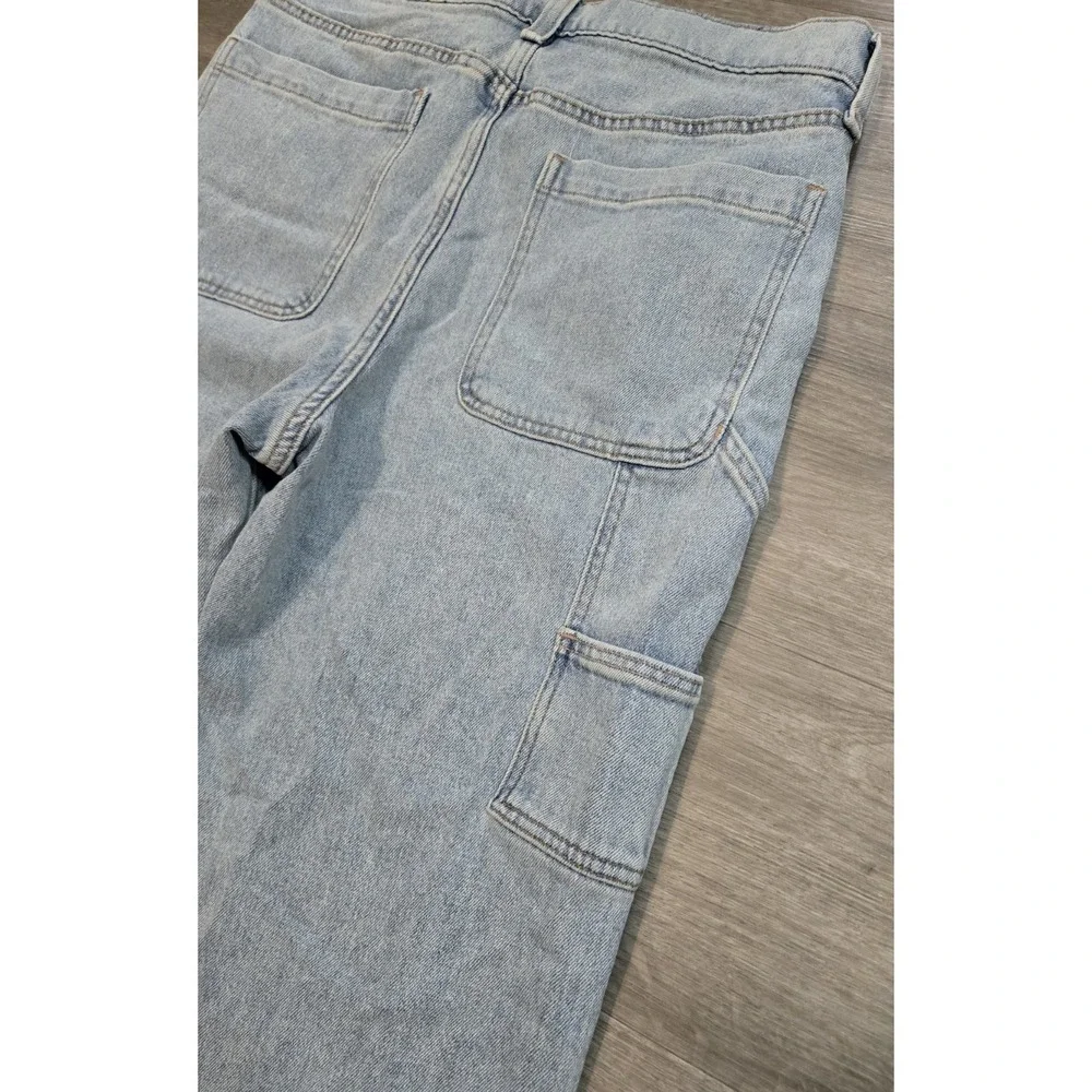 Hollister Baggy Carpenter Jeans 31 x 30 Light Wash Blue Relaxed Straight Denim
